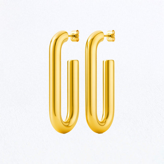 Boucles d'Oreilles Léonie - Créoles acier inoxydable - Couleur or
