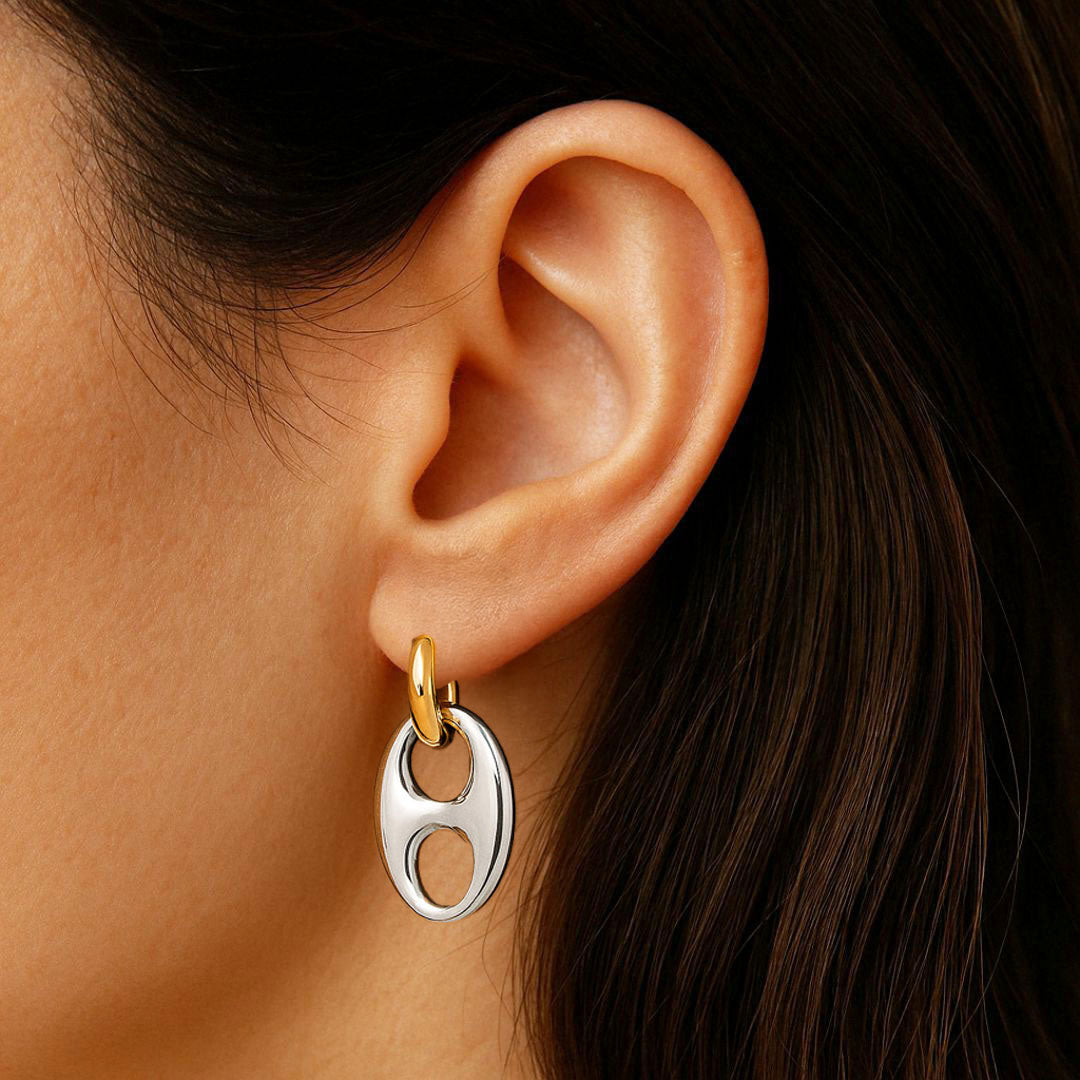 Boucles d'Oreilles Lina - Créoles acier inoxydable - Couleur or et argent