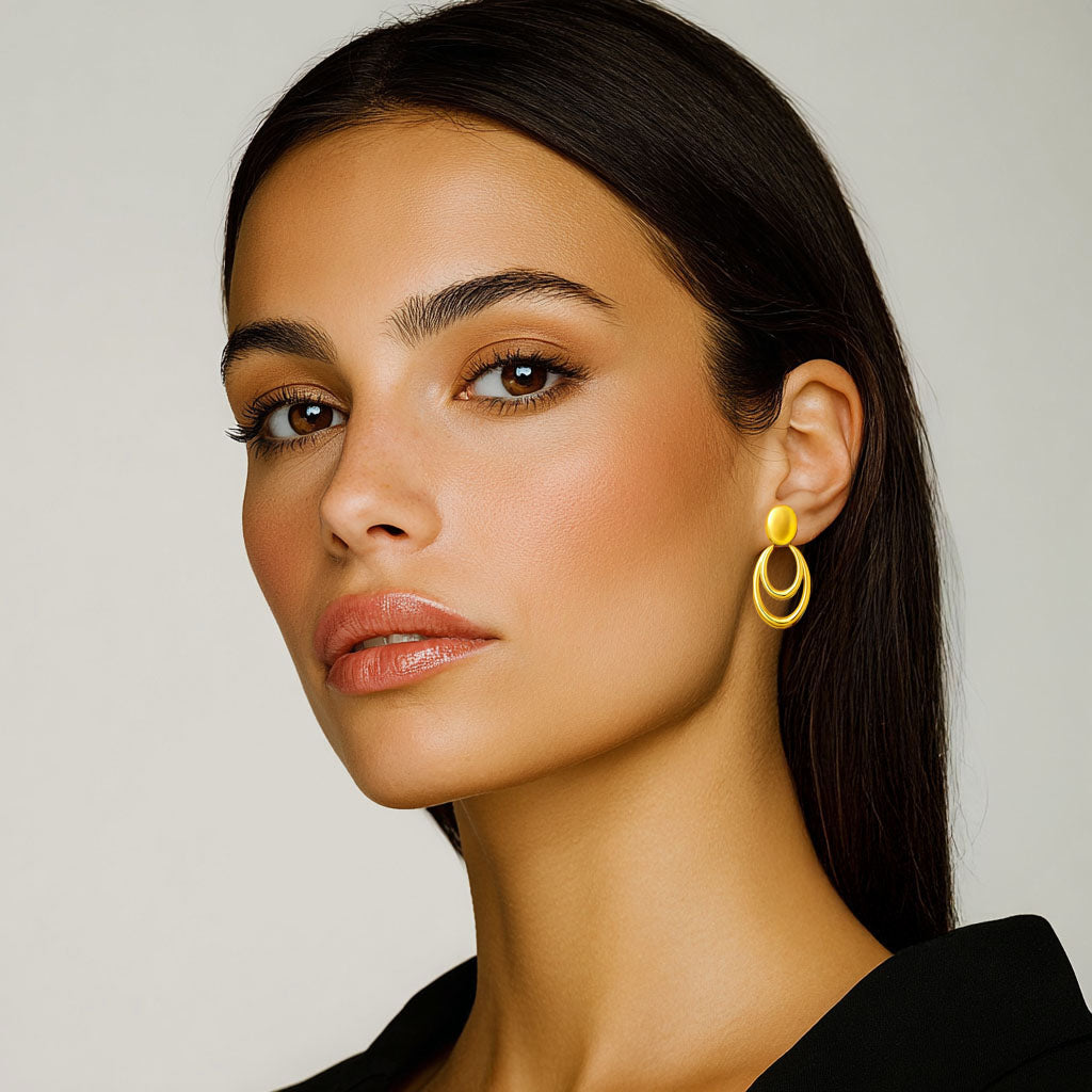Boucles d'Oreilles Lise - Acier inoxydable - Couleur or
