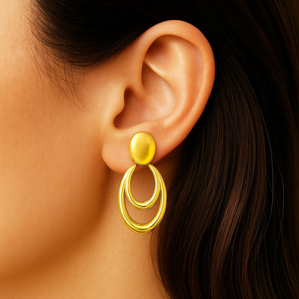 Boucles d'Oreilles Lise - Acier inoxydable - Couleur or
