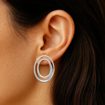 Boucles d'Oreilles Loop - Acier inoxydable - Couleur argent