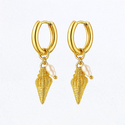 Boucles d'Oreilles Louane - Créoles acier inoxydable - Couleur or