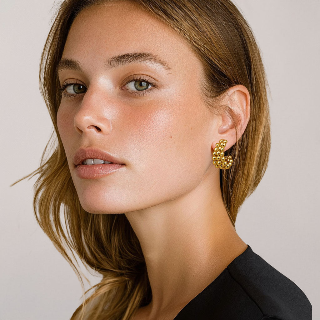 Boucles d'Oreilles Louna - Créoles acier inoxydable - Couleur or