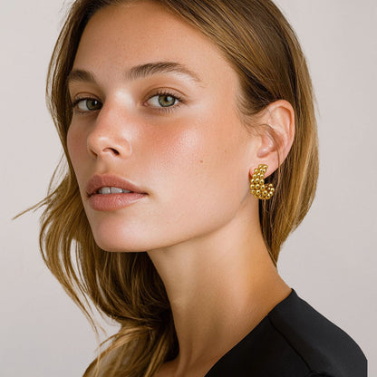 Boucles d'Oreilles Louna - Créoles acier inoxydable - Couleur or