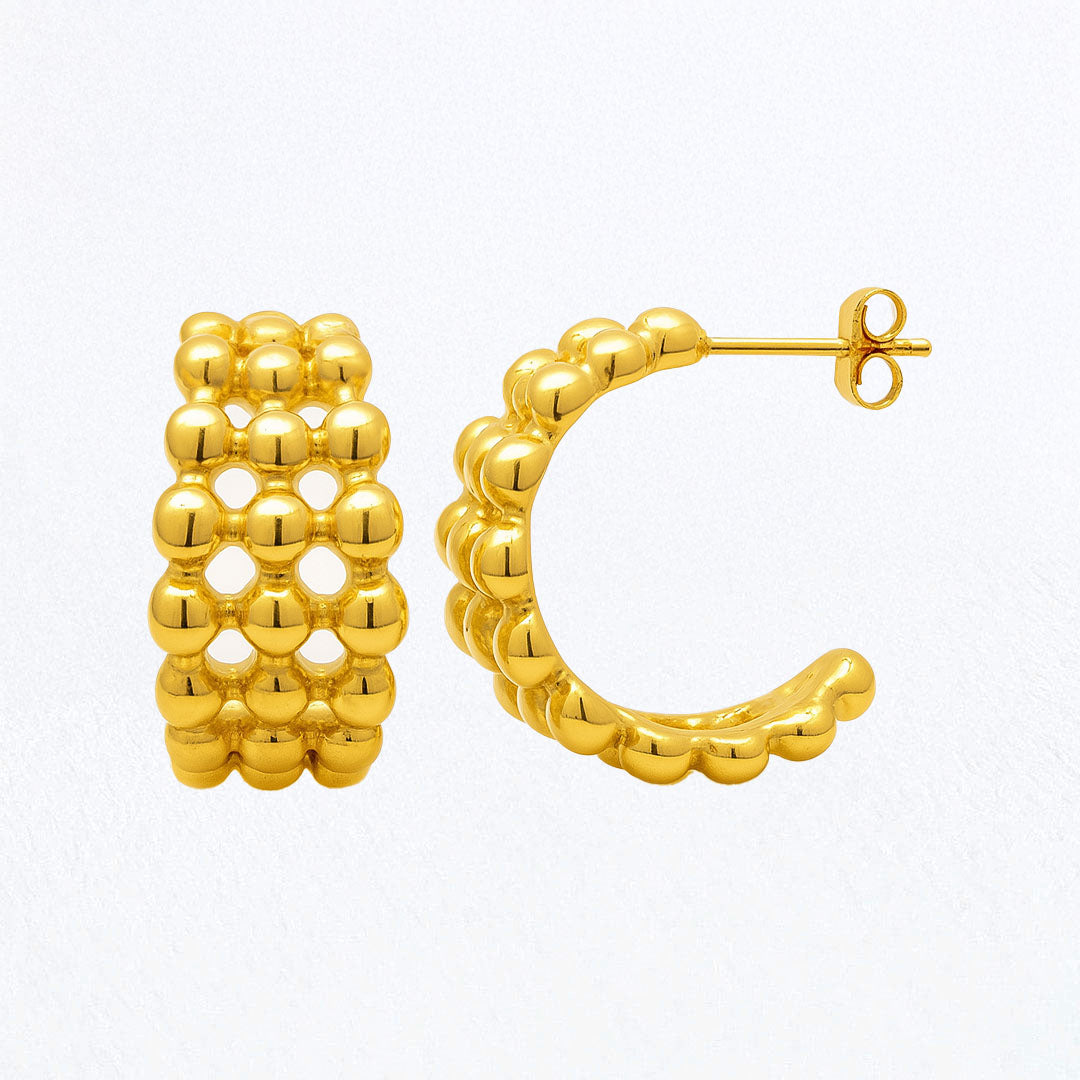 Boucles d'Oreilles Louna - Créoles acier inoxydable - Couleur or