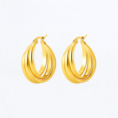 Boucles d'Oreilles Lucia - Créoles acier inoxydable - Couleur or