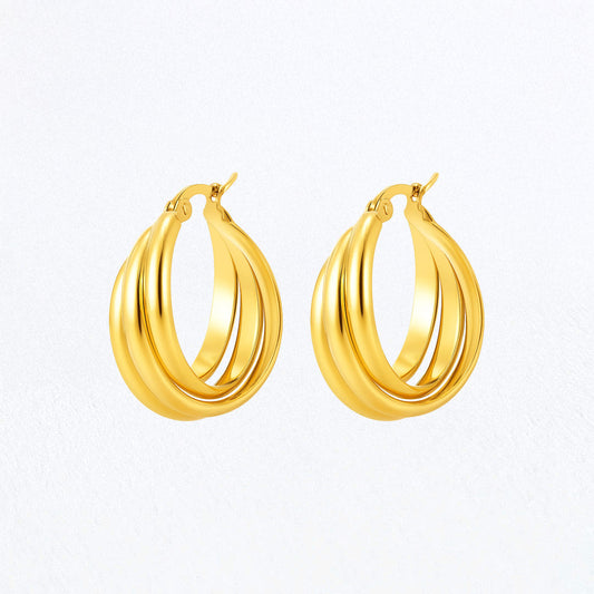 Boucles d'Oreilles Lucia - Créoles acier inoxydable - Couleur or