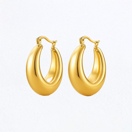 Boucles d'Oreilles Magdalena - Créoles acier inoxydable - Couleur or