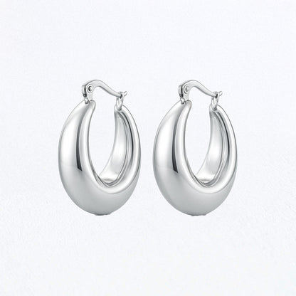 Boucles d'Oreilles Magdalena - Créoles acier inoxydable - Couleur argent