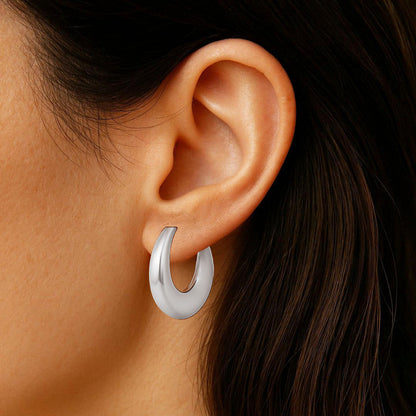 Boucles d'Oreilles Magdalena - Créoles acier inoxydable - Couleur argent