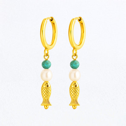 Boucles d'Oreilles Nayra - Créoles acier inoxydable - Couleur or