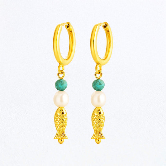 Boucles d'Oreilles Nayra - Créoles acier inoxydable - Couleur or