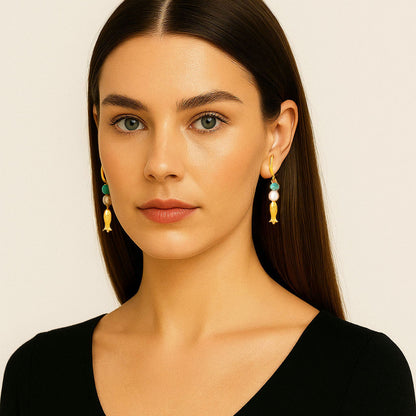 Boucles d'Oreilles Nayra - Créoles acier inoxydable - Couleur or