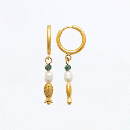 Boucles d'Oreilles Nayra - Créoles acier inoxydable - Couleur or