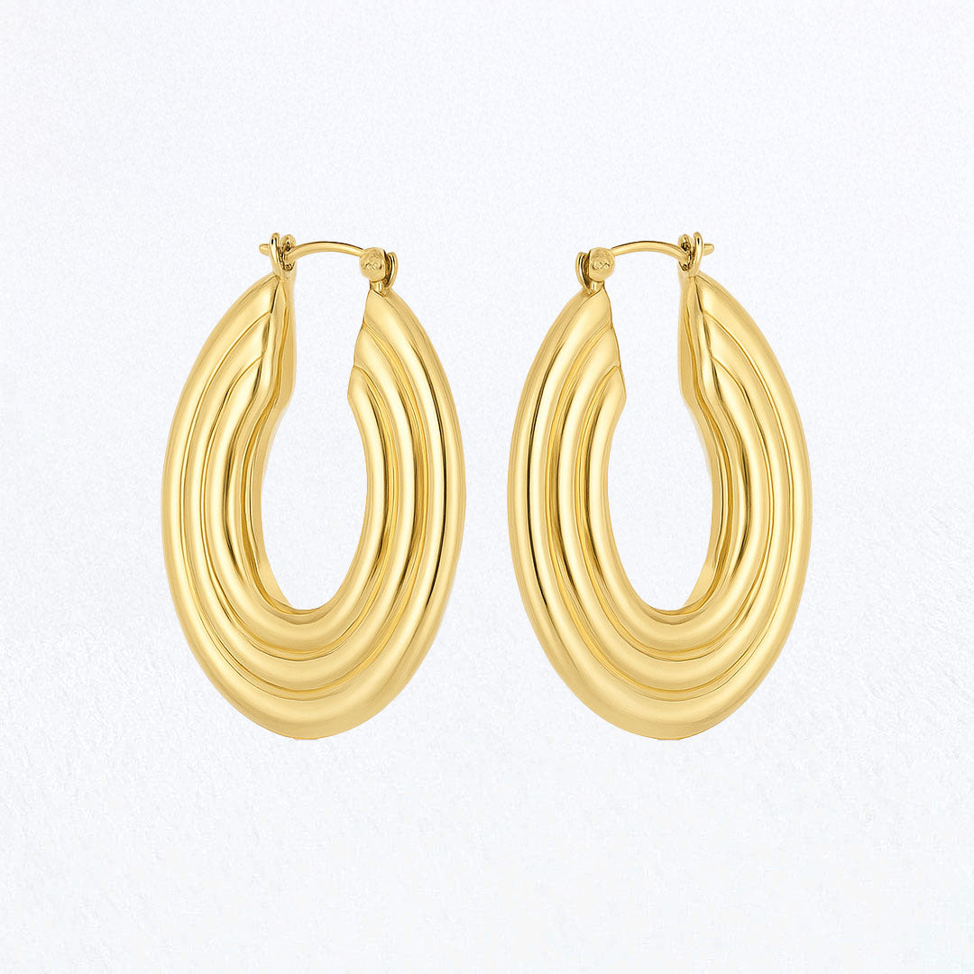 Boucles d'Oreilles Noémie - Créoles acier inoxydable - Couleur or