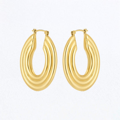 Boucles d'Oreilles Noémie - Créoles acier inoxydable - Couleur or