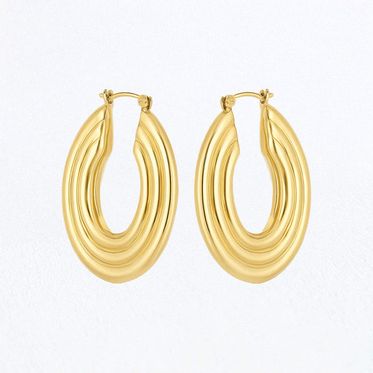 Boucles d'Oreilles Noémie - Créoles acier inoxydable - Couleur or