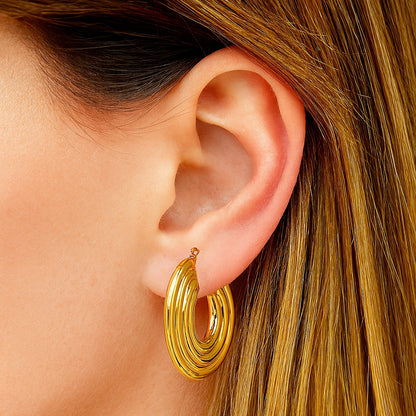 Boucles d'Oreilles Noémie - Créoles acier inoxydable - Couleur or