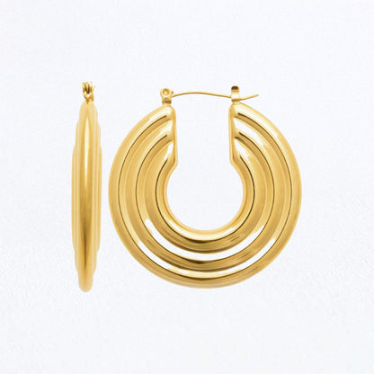 Boucles d'Oreilles Noémie - Créoles acier inoxydable - Couleur or