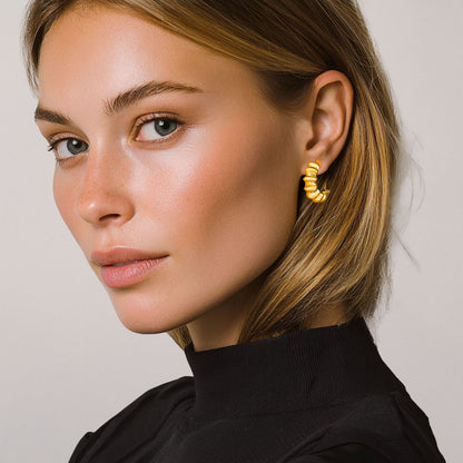 Boucles d'Oreilles Apolline - Créoles acier inoxydable - Couleur or