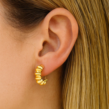 Boucles d'Oreilles Apolline - Créoles acier inoxydable - Couleur or