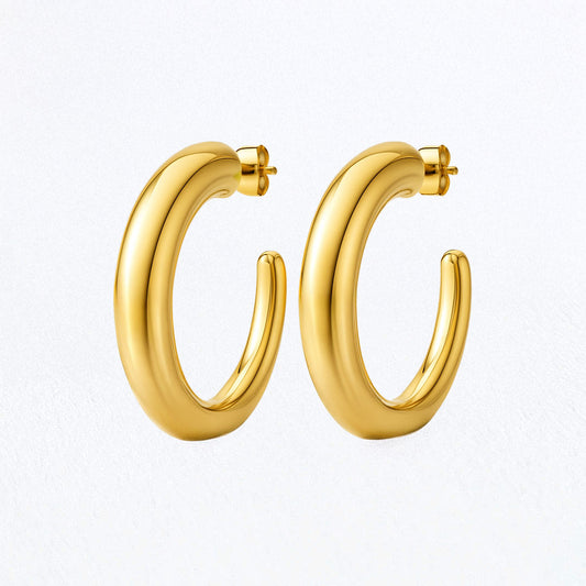Boucles d'Oreilles Ella - Créoles acier inoxydable - Couleur or