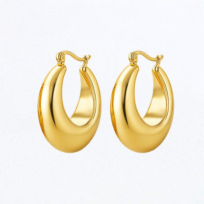 Boucles d'Oreilles Faustine - Créoles acier inoxydable - Couleur or