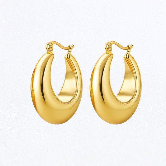 Boucles d'Oreilles Faustine - Créoles acier inoxydable - Couleur or