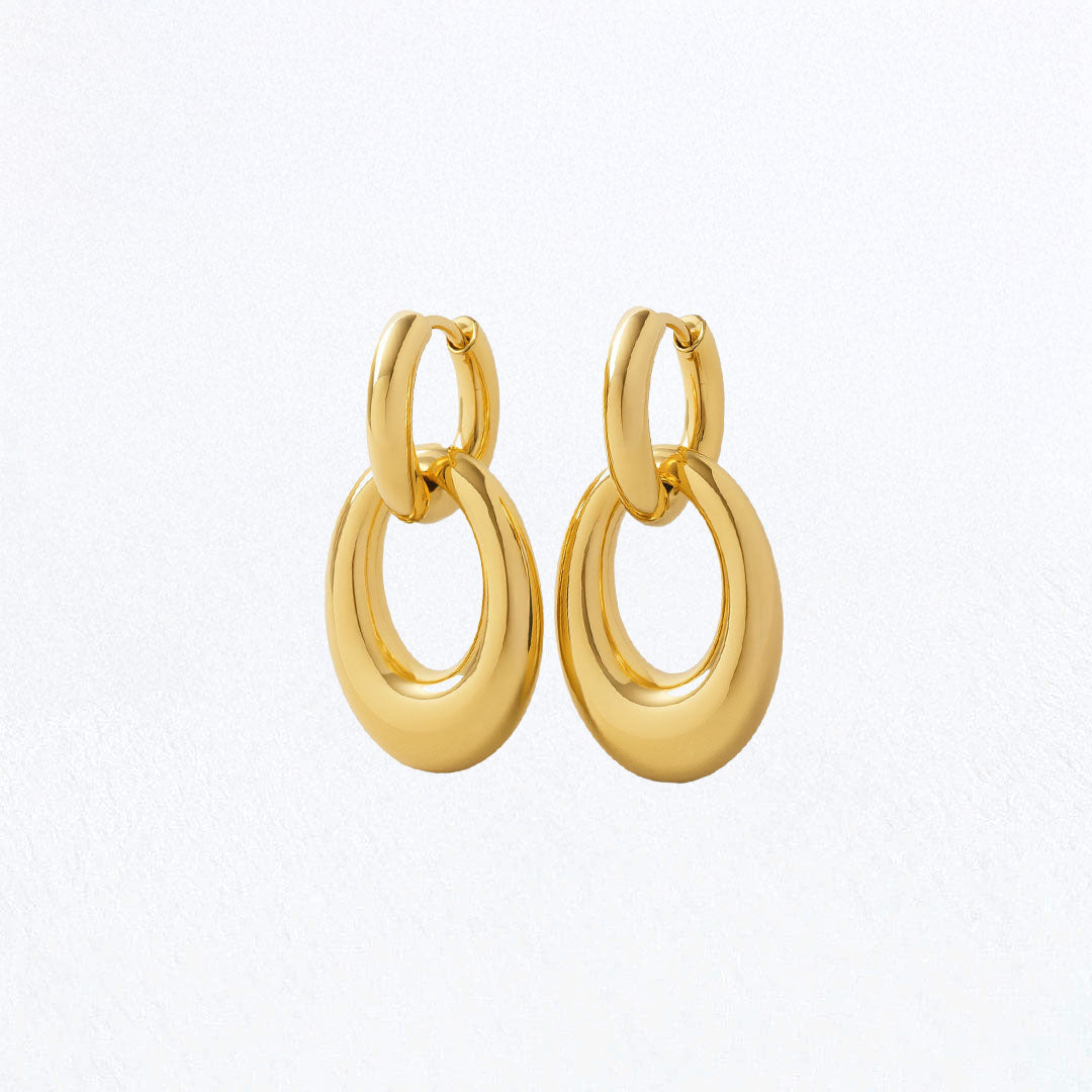 Boucles d'Oreilles Laurine - Créoles acier inoxydable - Couleur or