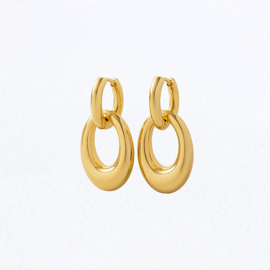 Boucles d'Oreilles Laurine - Créoles acier inoxydable - Couleur or