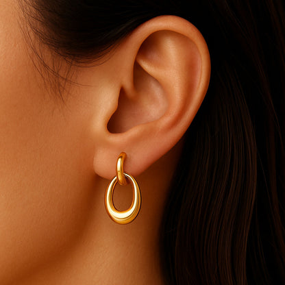 Boucles d'Oreilles Laurine - Créoles acier inoxydable - Couleur or
