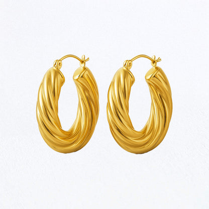 Boucles d'Oreilles Lena - Créoles acier inoxydable - Couleur or