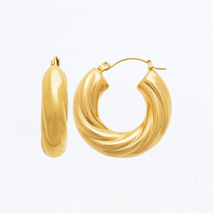 Boucles d'Oreilles Lena - Créoles acier inoxydable - Couleur or