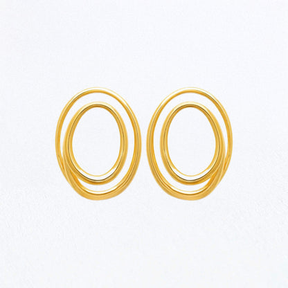 Boucles d'Oreilles Long circle - Acier inoxydable - Couleur or