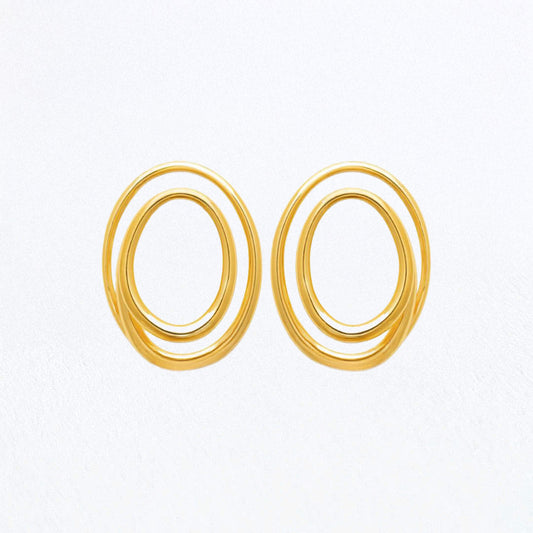 Boucles d'Oreilles Long circle - Acier inoxydable - Couleur or