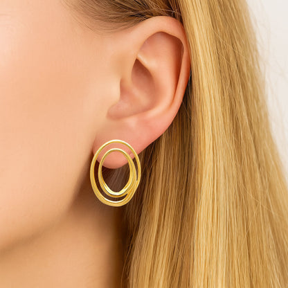 Boucles d'Oreilles Long circle - Acier inoxydable - Couleur or