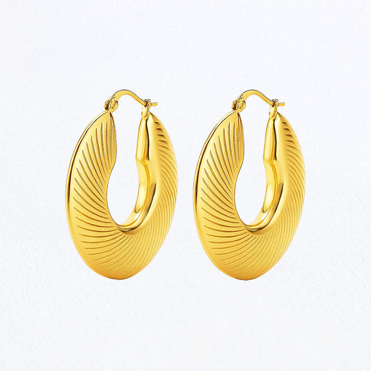 Boucles d'Oreilles Maeva - Créoles acier inoxydable - Couleur or
