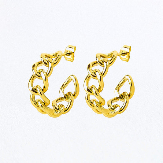 Boucles d'Oreilles Paloma - Créoles acier inoxydable - Couleur or