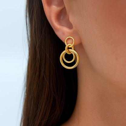 Boucles d'Oreilles Romane - Créoles acier inoxydable - Couleur or