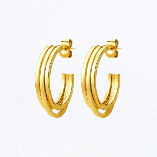 Boucles d'Oreilles Romy - Créoles acier inoxydable - Couleur or