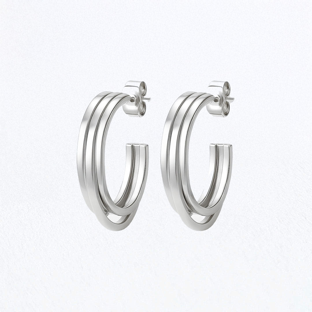 Boucles d'Oreilles Romy - Créoles acier inoxydable - Couleur argent