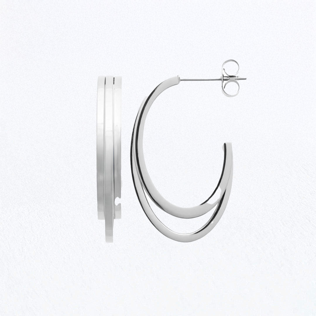 Boucles d'Oreilles Romy - Créoles acier inoxydable - Couleur argent