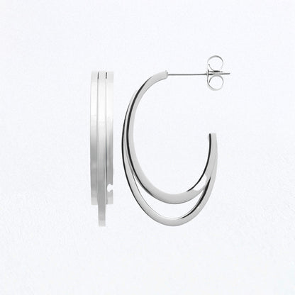 Boucles d'Oreilles Romy - Créoles acier inoxydable - Couleur argent
