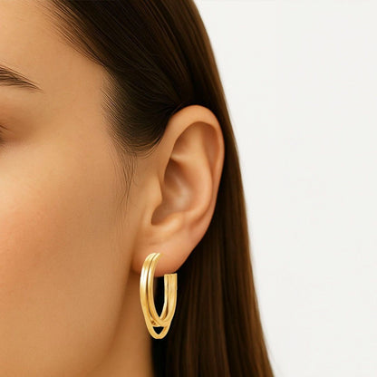 Boucles d'Oreilles Romy - Créoles acier inoxydable - Couleur or