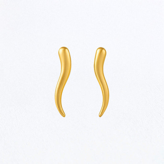 Boucles d'Oreilles Wave - Acier inoxydable - Couleur or