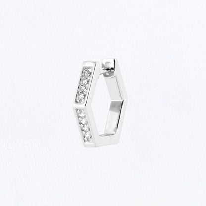 Boucle d'oreille individuelle créole argent 925 zirconium 1,5 cm Baby Geo Bellaime