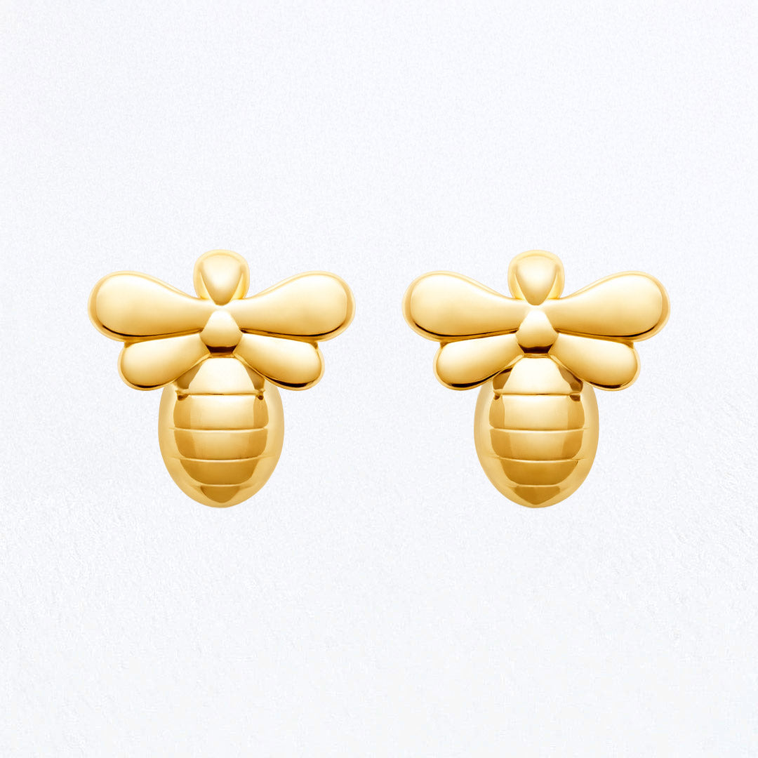 Boucles d'oreilles abeille plaqué or Bee