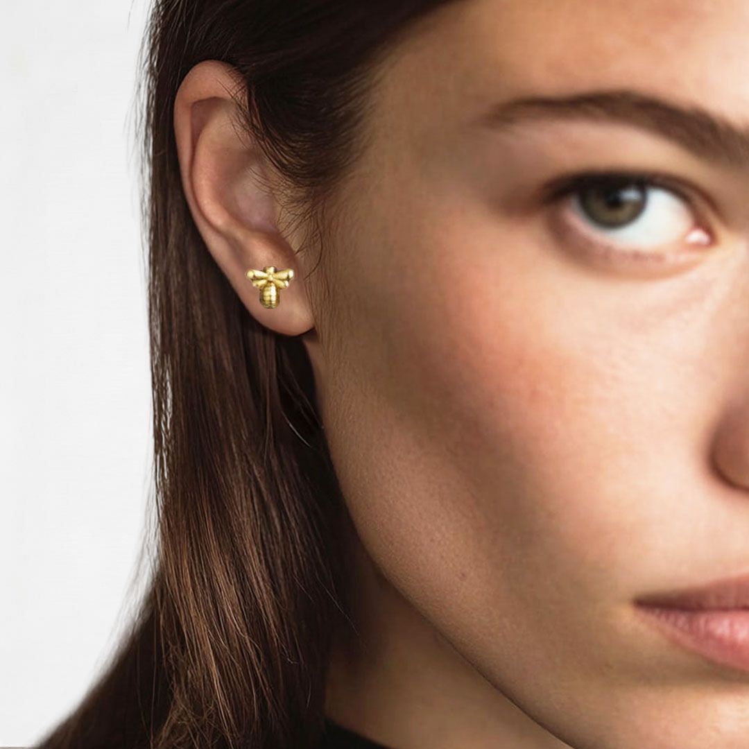 Boucles d'oreilles abeille plaqué or Bee