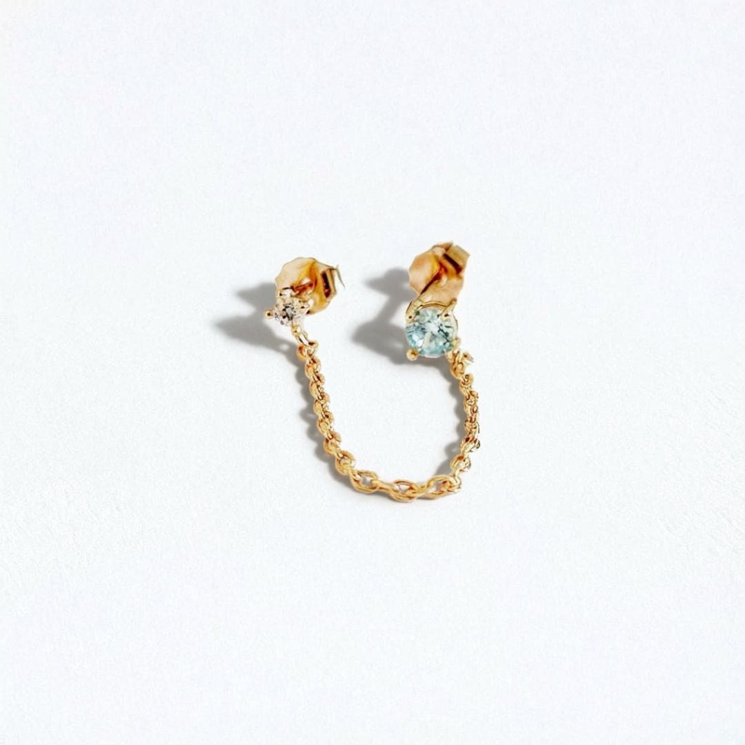 Boucle d'oreille bleu plaqué or 18K zirconium Analisa Bellaime 2