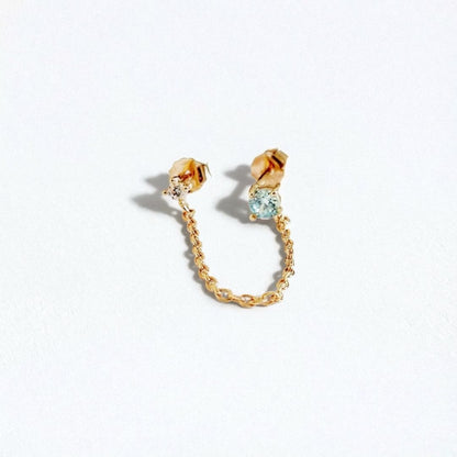 Boucle d'oreille bleu plaqué or 18K zirconium Analisa Bellaime 2